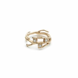 Ready to Ship Twig Ring with Diamonds - Gold
