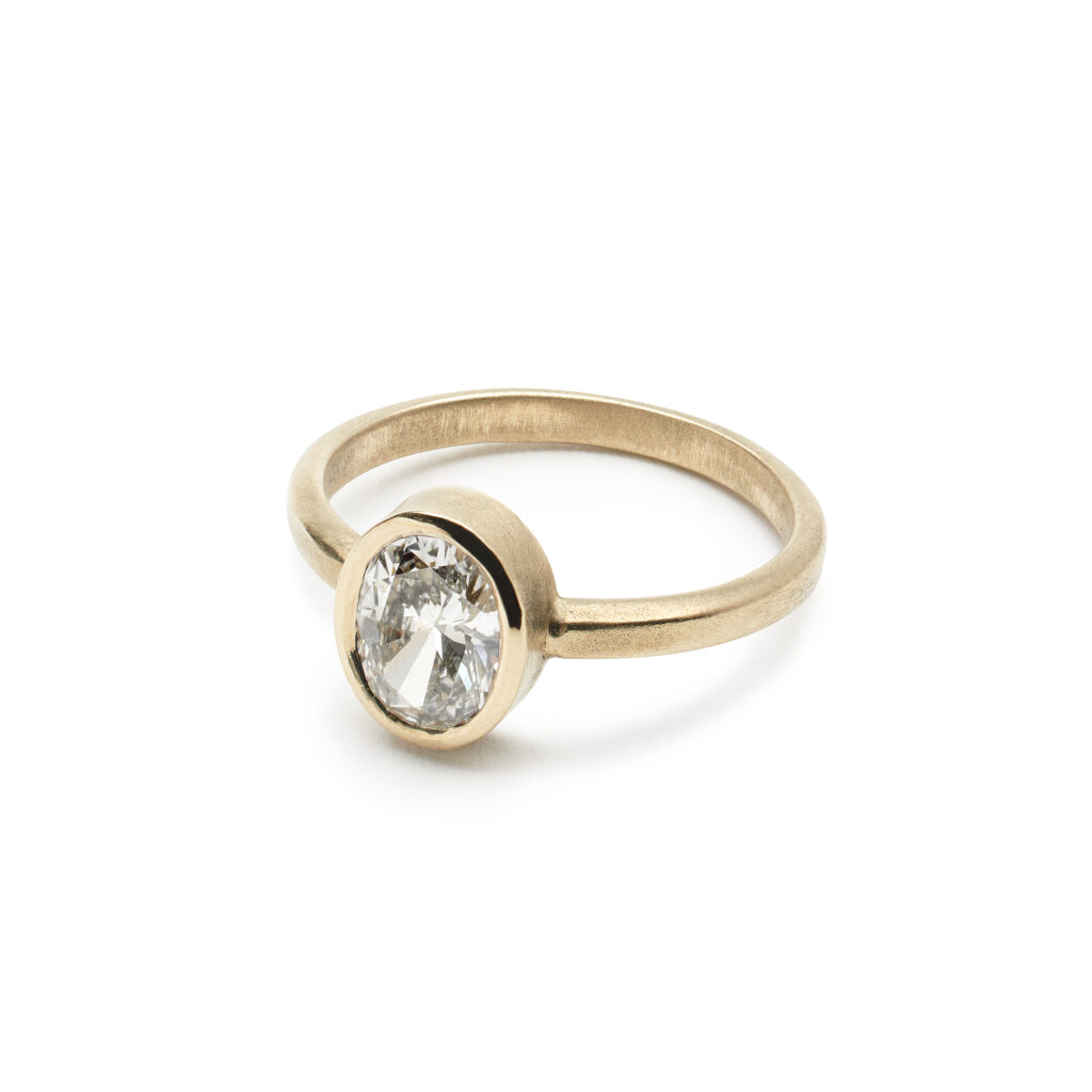 Minimalist solitaire gold engagement ring