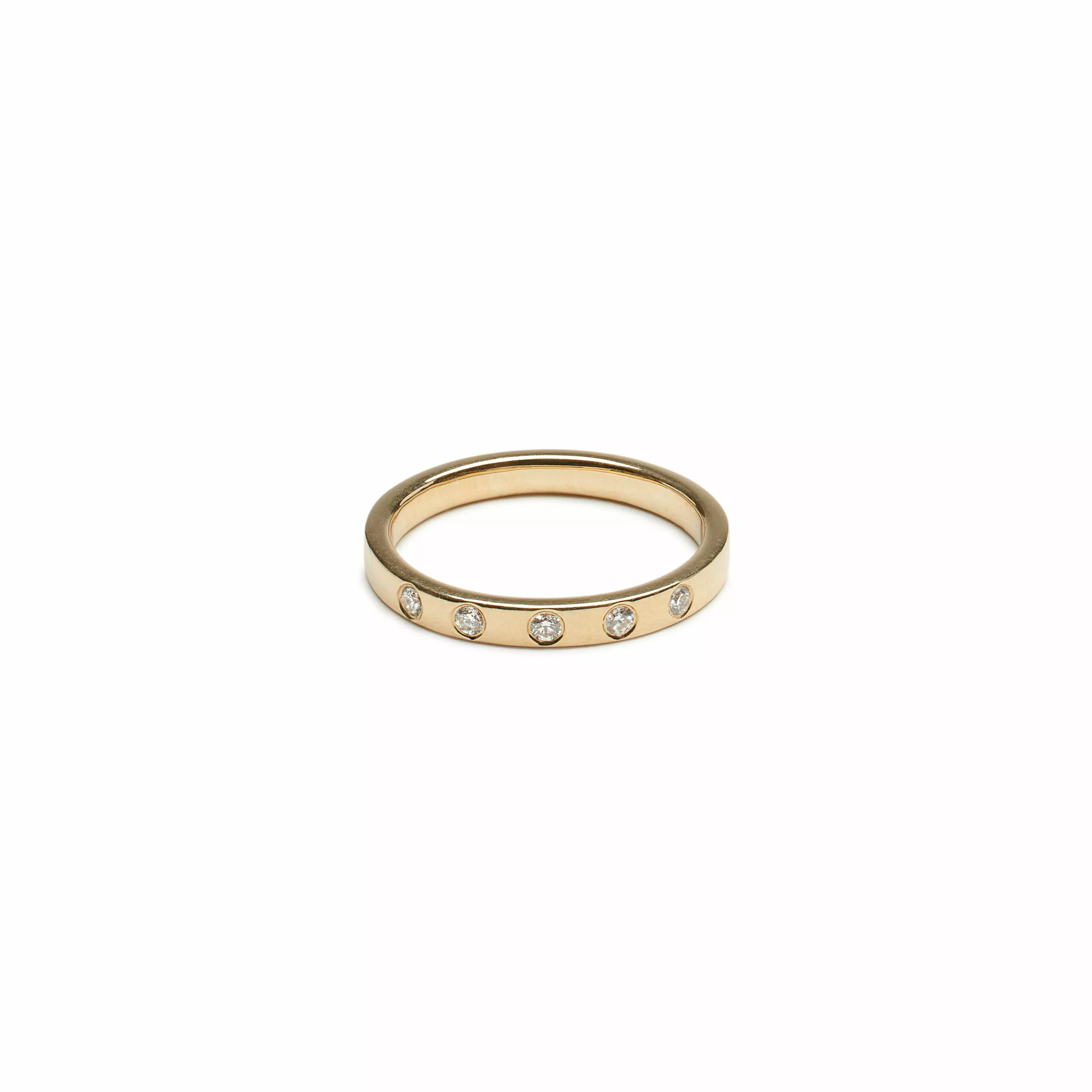 Ready to ship Simple 5 Flush Stones Ring Gold