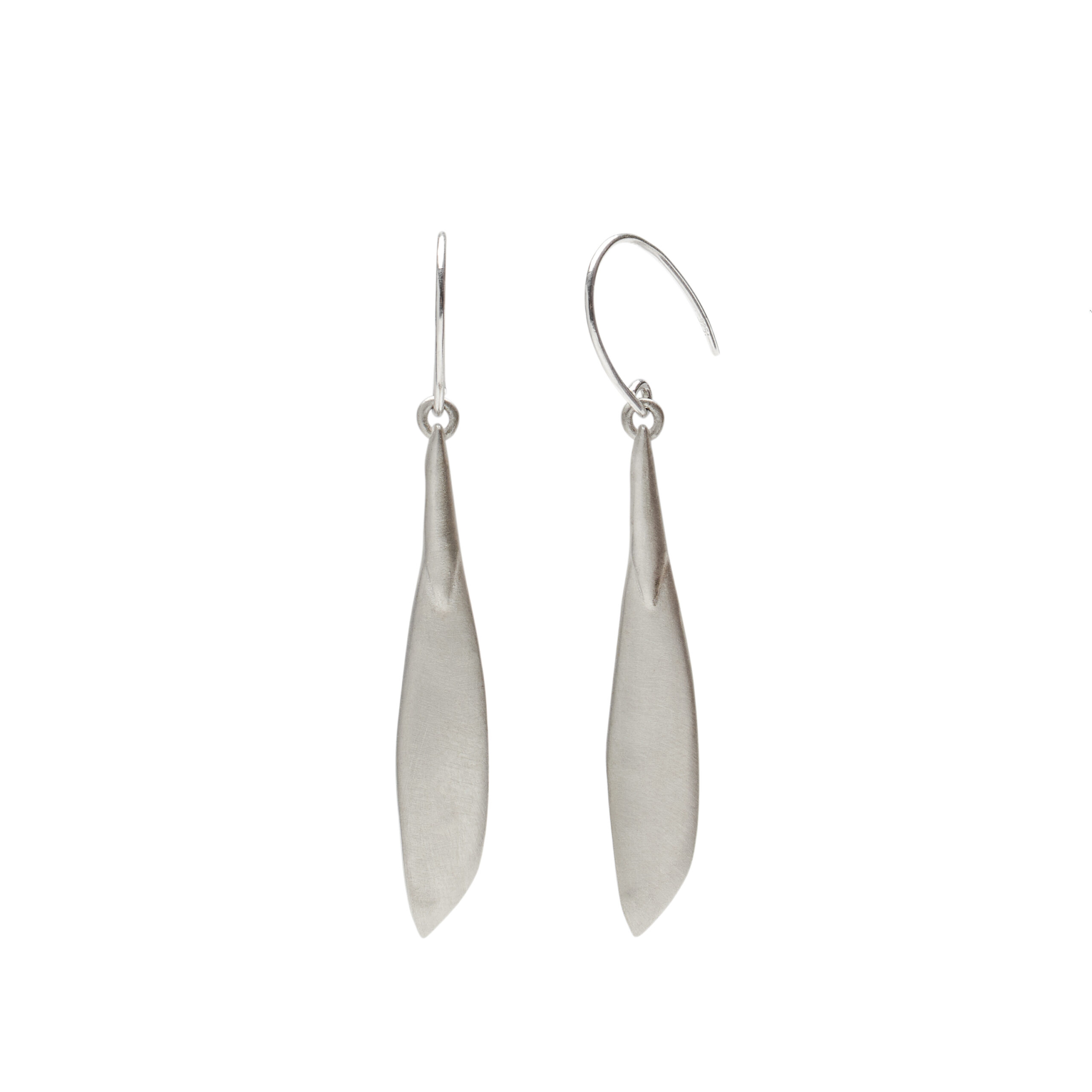 Silver earrings of ash tree seed pod