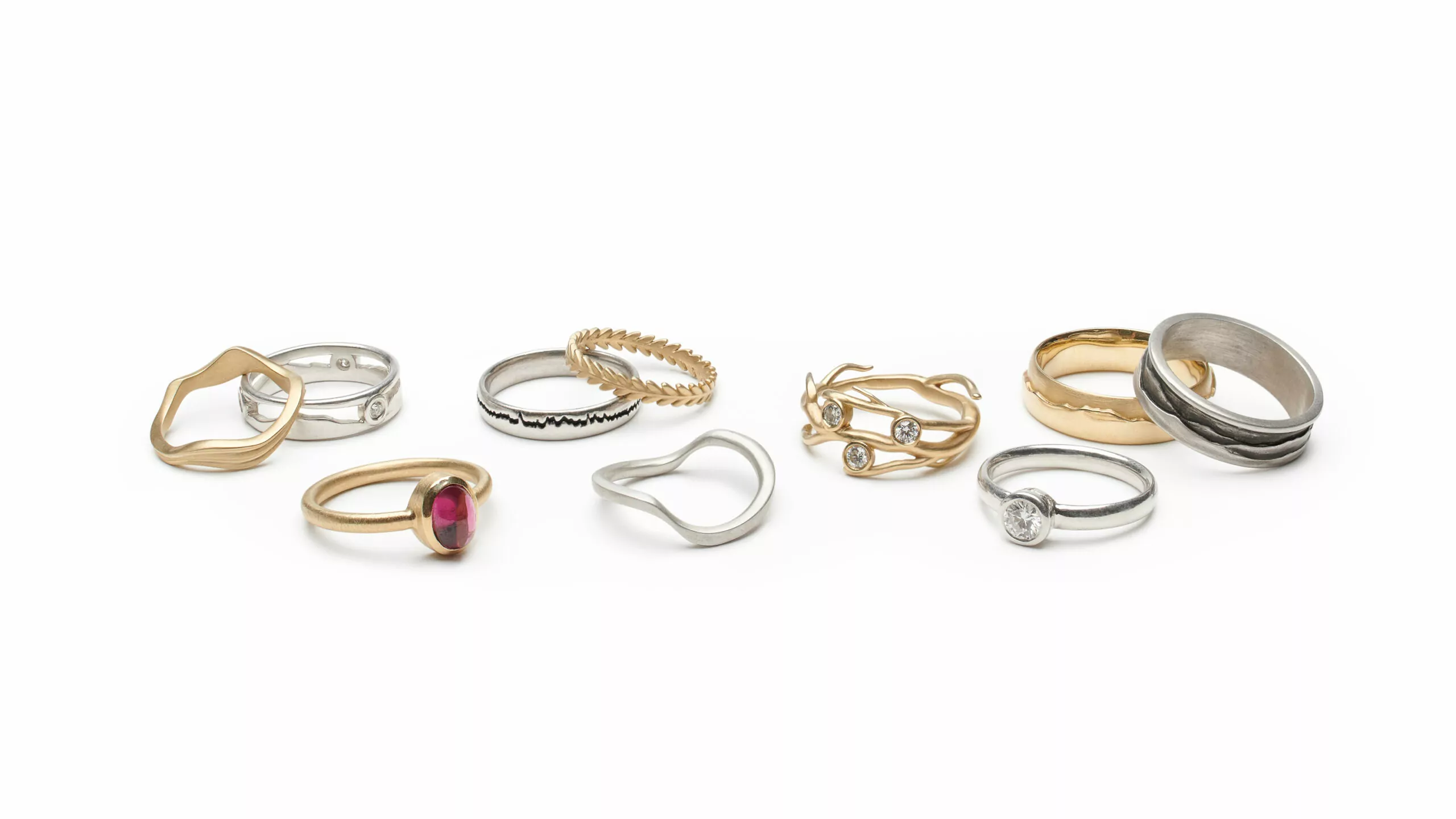 Group of gold and silver rings