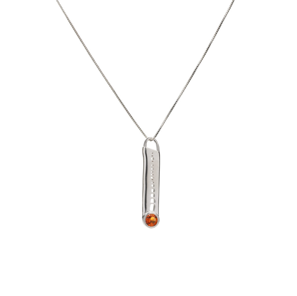 Sterling silver Punctuation Pendant set with citrine, garnet, or moissanite.