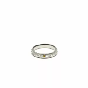 Ring depicting the Adirondack high peaks with a yellow diamond sun