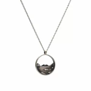 Pendant depicting Jordan Pond and the Bubbles mountains in Acadia National Park