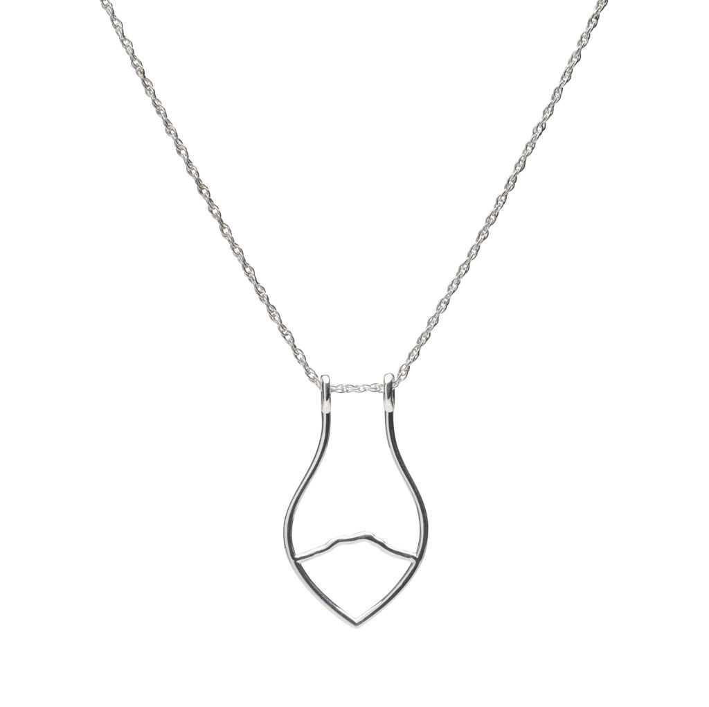 Ring holder necklace with the outline of Camel's Hump in the middle
