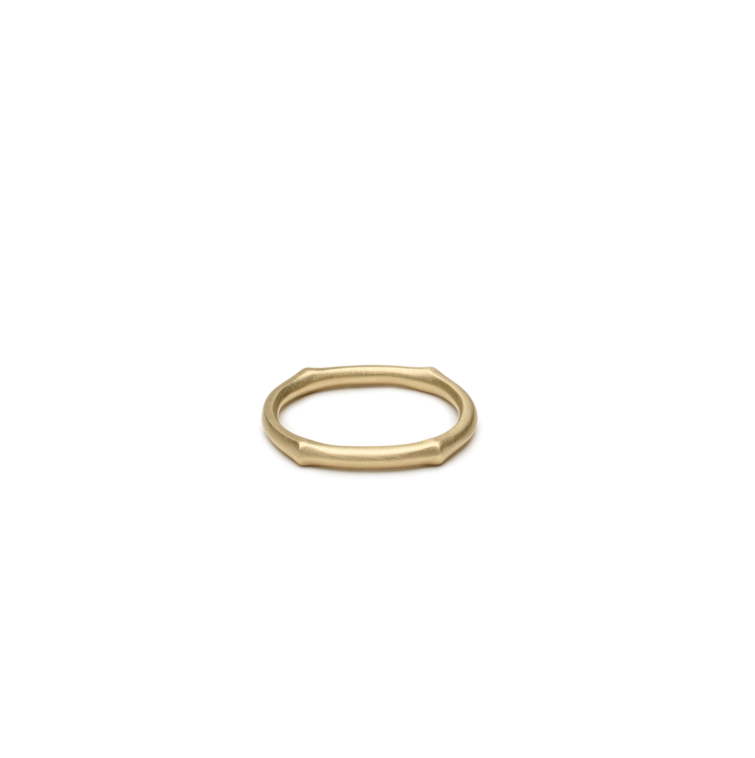 Aurea ring with a brushed finish and a slightly squared modern form in silver or gold.