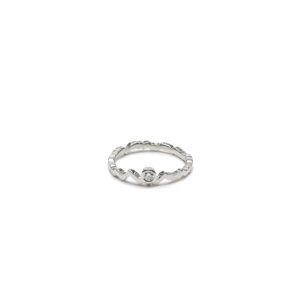 Long Trail topographic ring in sterling silver with diamond marking the highest point.