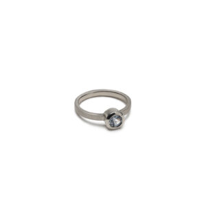 Grey spinel bezel-set ring in sterling silver with two-tone finish